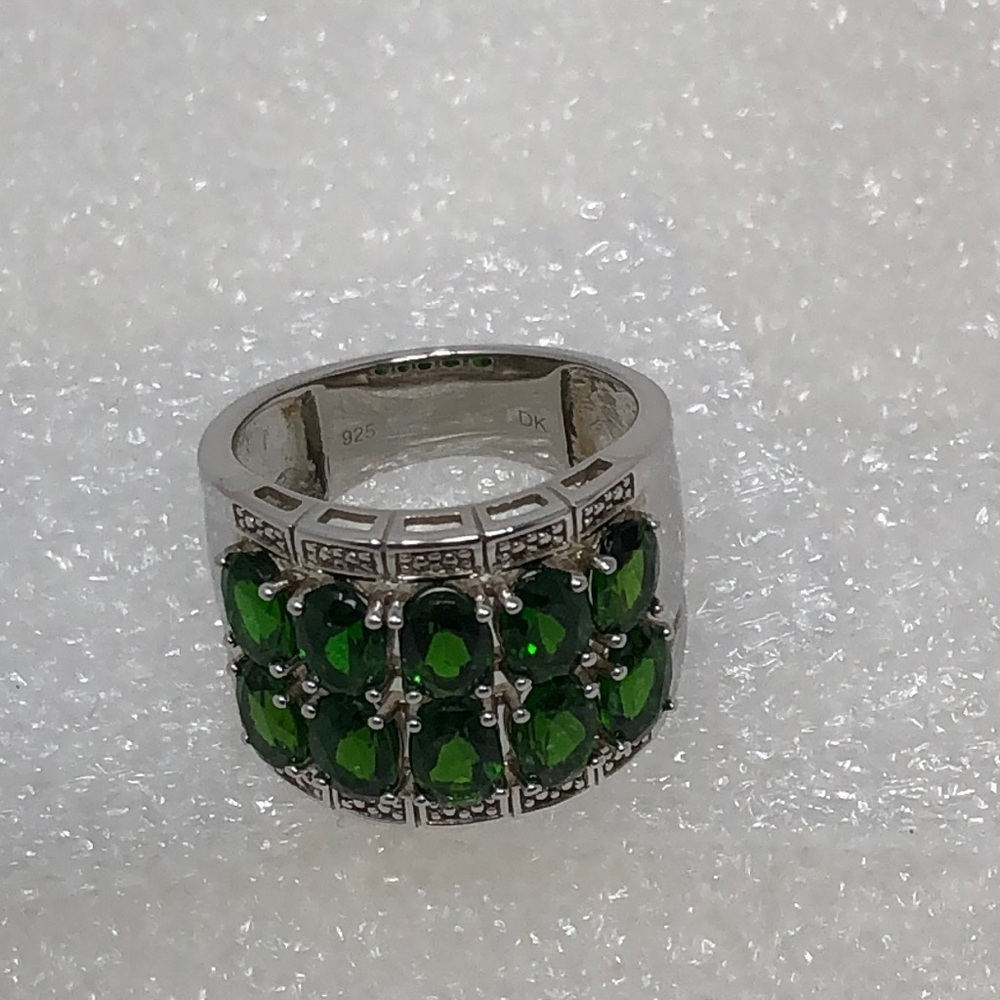 Russian Green Chrome Diopside Sterling Silver Ring Size 7.25 - Picture 3 of 12